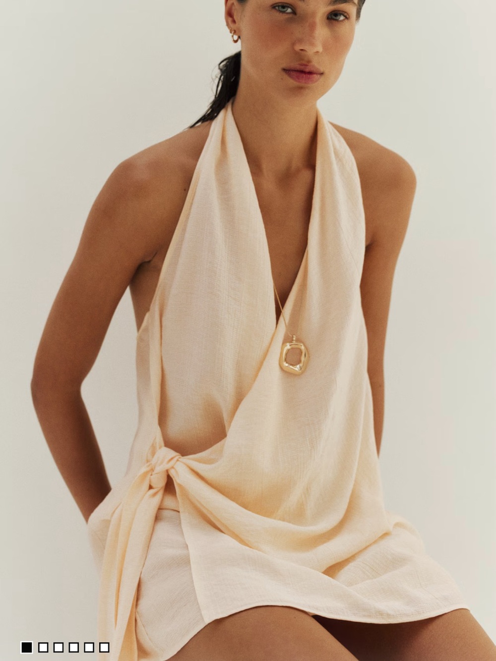 H&M Peach Halter Tie Mini Dress - Picture 1 of 6